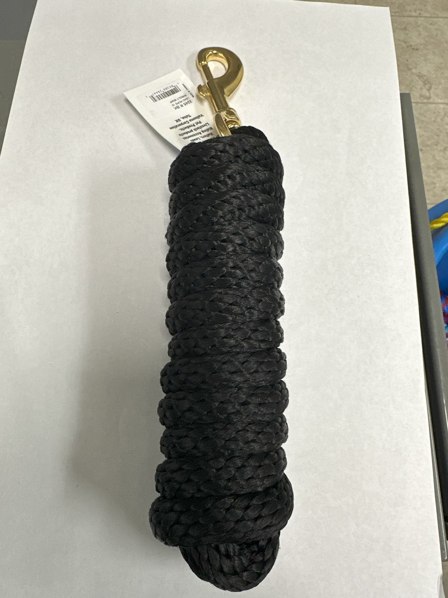 LEAD ROPE 10' W/BRASS BOLT BLACK