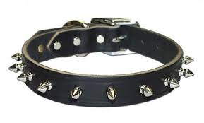 BLACK STUDDED LEATHER COLLAR