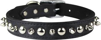 BLACK STUDDED LEATHER COLLAR