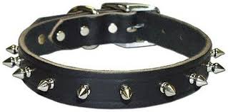 BLACK STUDDED LEATHER COLLAR