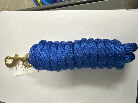 LEAD ROPE 10' W/BRASS BOLT BLUE