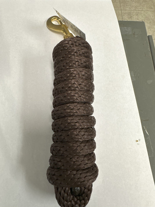 LEAD ROPE 10' W/BRASS BOLT BROWN