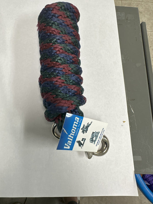LEAD ROPE 10' POLY W/BULL SNAP BUR/BLU/GREEN