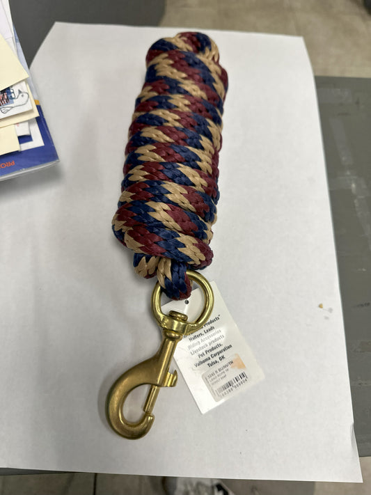 LEAD ROPE 10' W/BRASS BOLT BUR/NAVY/TAN