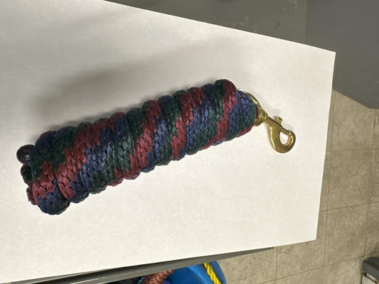 LEAD ROPE 10' W/BRASS BOLT BUR/GREEN/NAVY