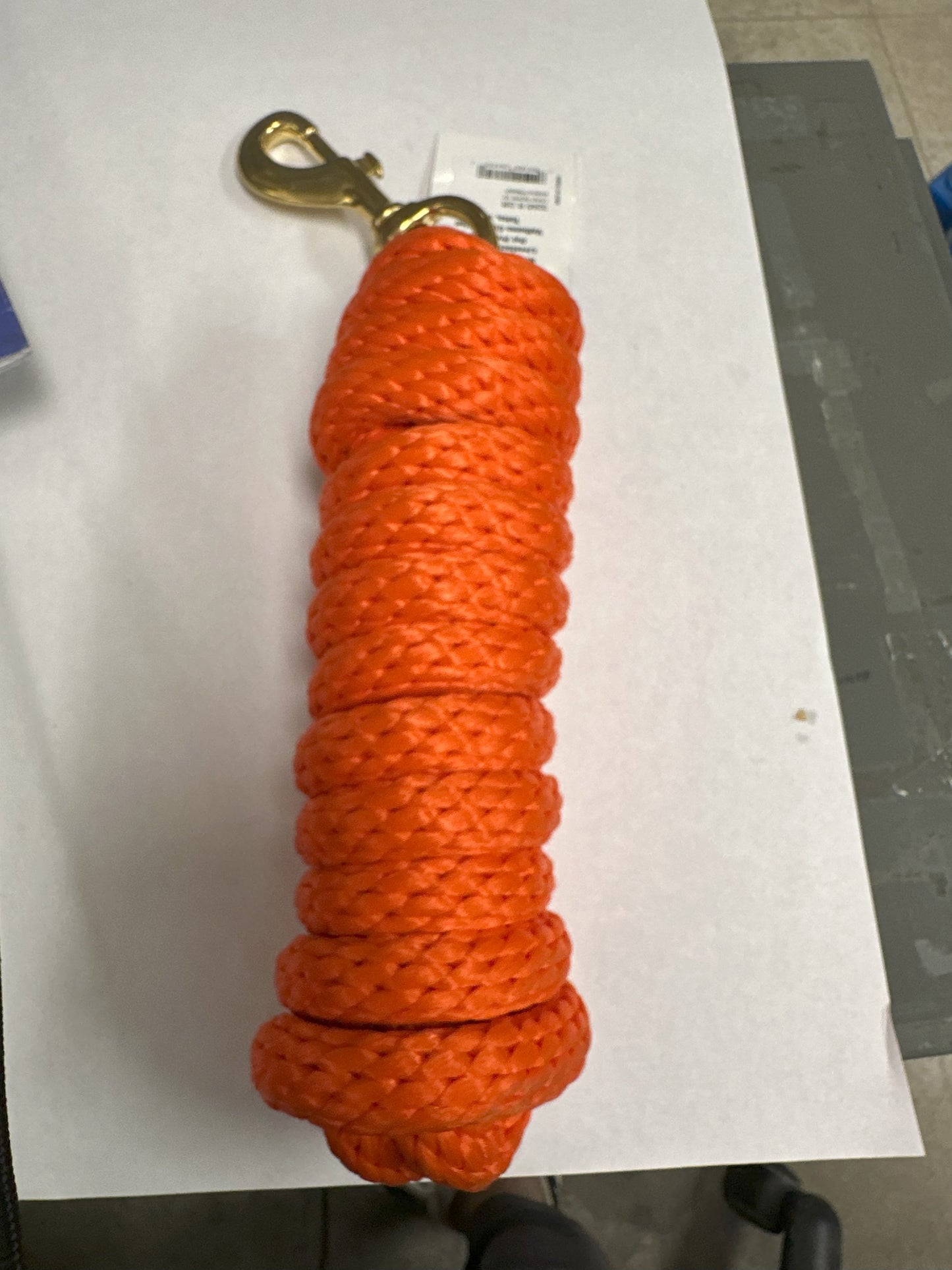LEAD ROPE 10' W/BRASS BOLT ORANGE