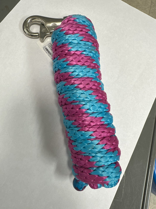 LEAD ROPE 10' POLY W/BULL SNAP PINK/TURQUOISE