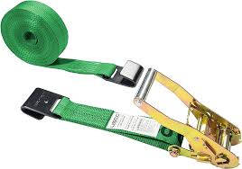 RATCHET TIE-DOWN 2"x 27FT FLAT HOOK MAGNETIC LIME GREEN