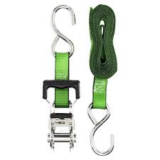 RATCHET TIE-DOWNS 1"x 16FT DOUBLE MAGNETIC LIME GREEN (2-pack)