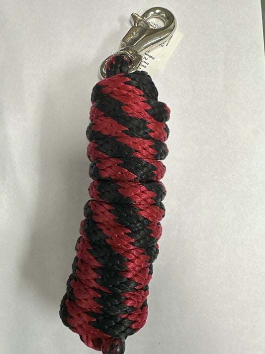 LEAD ROPE 10' POLY W/BULL SNAP RED/BLK