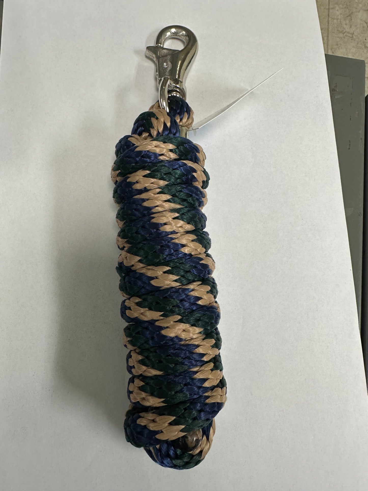 LEAD ROPE 10' POLY W/BULL SNAP GREEN/TAN/BLUE