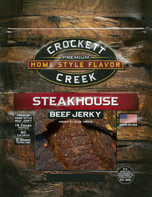 CROCKETT CREEK STEAKHOUSE BEEF JERKY 2.8 OZ