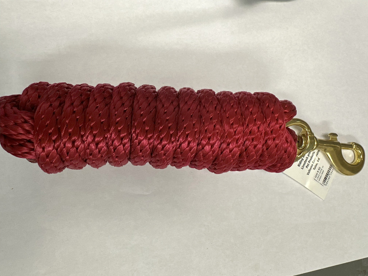 LEAD ROPE 10' W/BRASS BOLT RED