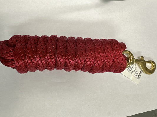 LEAD ROPE 10' W/BRASS BOLT RED