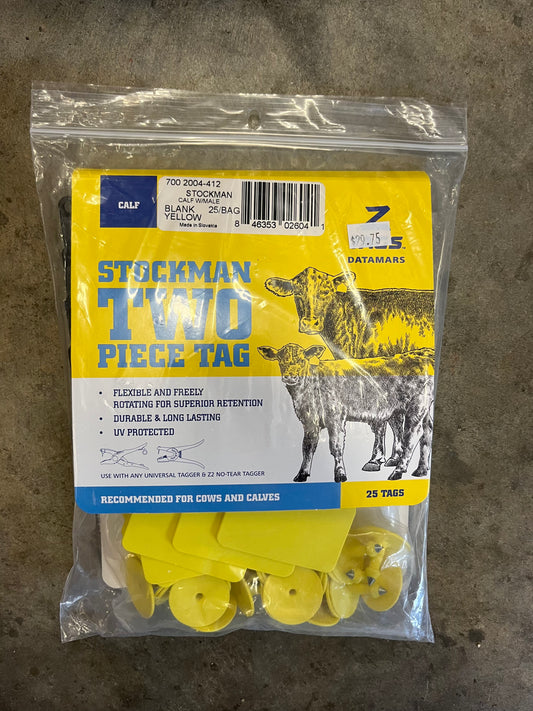 TAGS STOCKMAN YELLOW BLANK CALF W/MALE